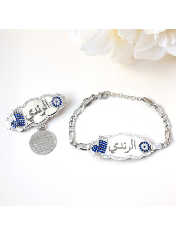 بروش واسوارة فضة خالص بالكريستال  #984