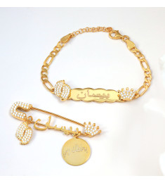 بروش واسوارة فضة خالص بالكريستال  #908