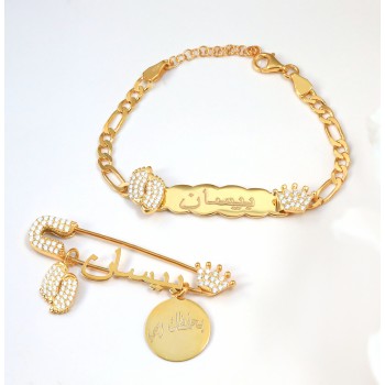 بروش واسوارة فضة خالص بالكريستال  #908