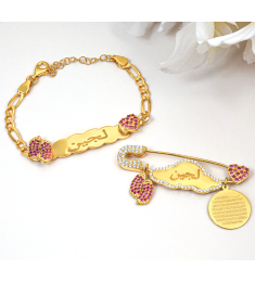 بروش واسوارة فضة خالص بالكريستال  #988