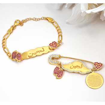 بروش واسوارة فضة خالص بالكريستال  #988