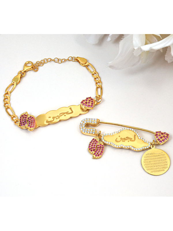 بروش واسوارة فضة خالص بالكريستال  #988