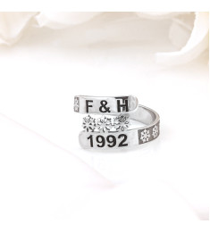 خاتم فضة خالص بإسمين  #207