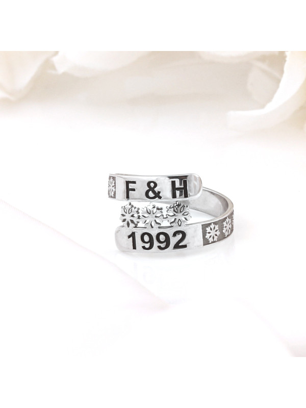 خاتم فضة خالص بإسمين  #207