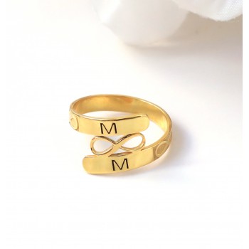 خاتم فضة خالص بإسمين  #206 