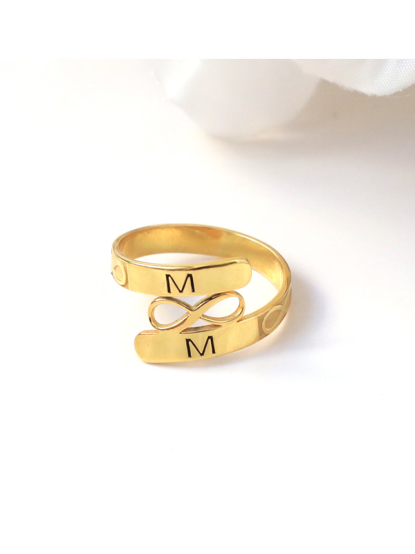 خاتم فضة خالص بإسمين  #206