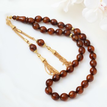  سبحة ملكي حجر الكهرمان رجالي فضة  عيار 925 #941