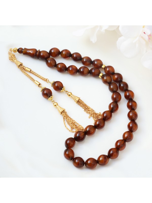  سبحة ملكي حجر الكهرمان رجالي فضة  عيار 925 #941