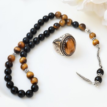 مسبحة كهرمان فضة خالص #1500