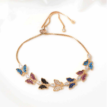 إسوارة  فضة خالص بفراشات #722