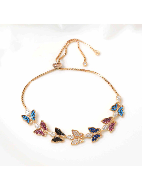 إسوارة  فضة خالص بفراشات #722