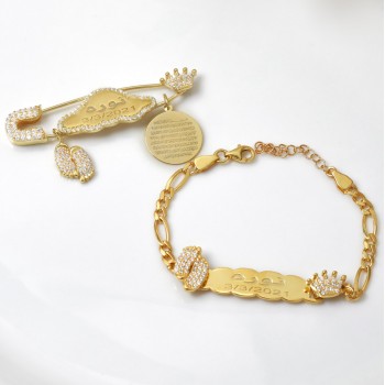 بروش واسوارة فضة خالص بالكريستال  #1153