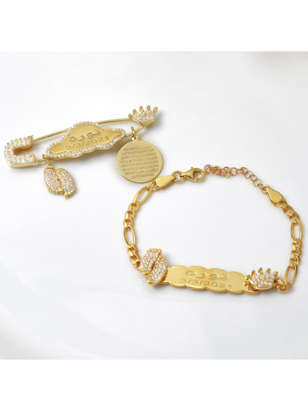 بروش واسوارة فضة خالص بالكريستال  #1153