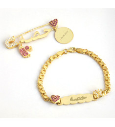 بروش واسوارة فضة خالص بالكريستال  #731