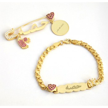 بروش واسوارة فضة خالص بالكريستال  #731