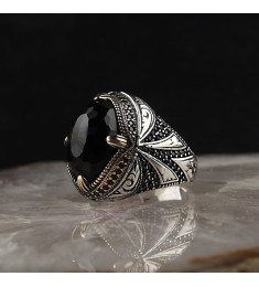 خاتم  زركون فضة خالص #1804