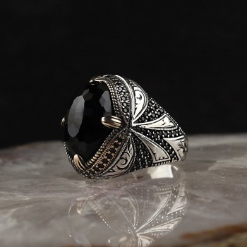 خاتم  زركون فضة خالص #1804