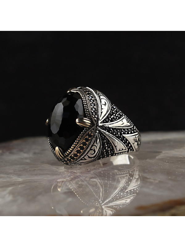 خاتم  زركون فضة خالص #1804