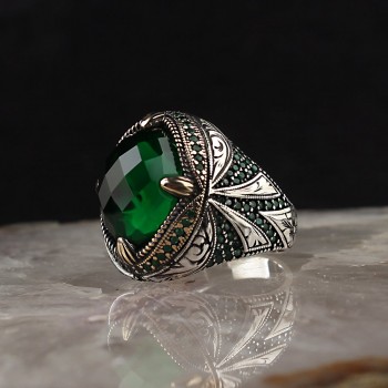 خاتم  زركون فضة خالص #1803 