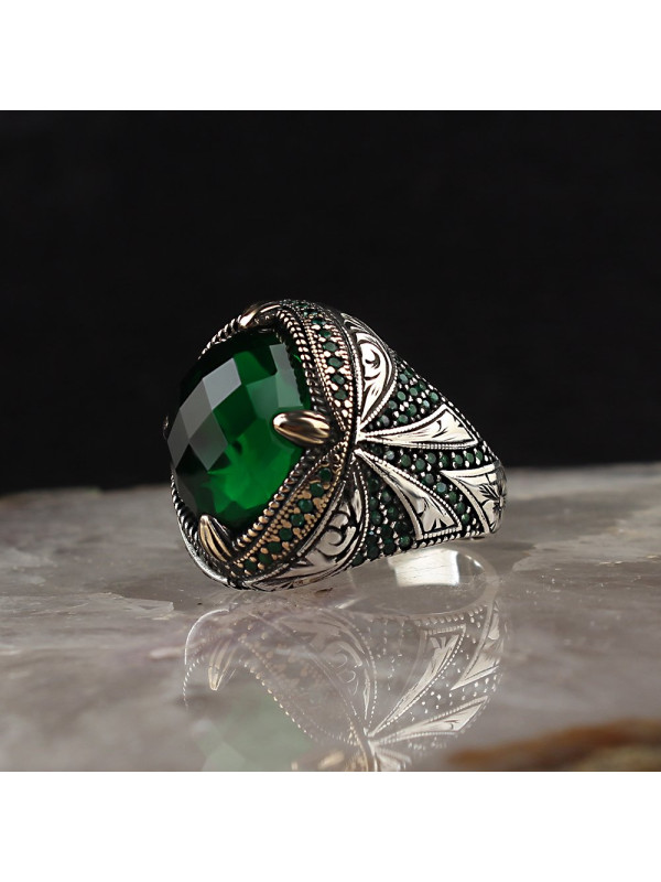 خاتم  زركون فضة خالص #1803