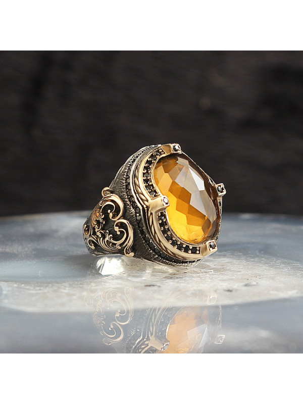 خاتم  الكوارتز فضة خالص #1808