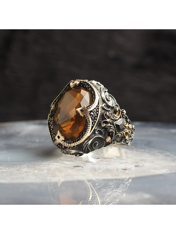 خاتم  الكوارتز فضة خالص #1809