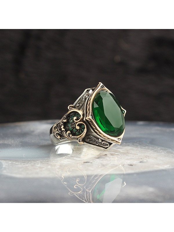 خاتم  توباز ازرق فضة خالص #1812