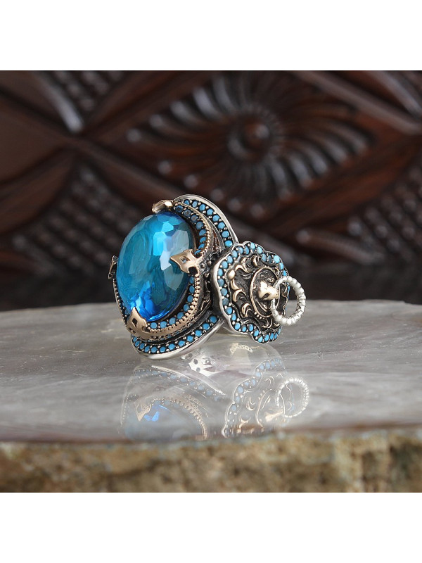 خاتم  زركون فضة خالص #1800