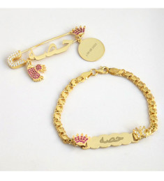 بروش واسوارة فضة خالص بالكريستال  #732