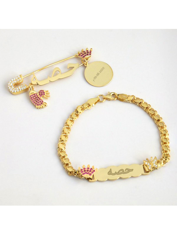 بروش واسوارة فضة خالص بالكريستال  #732