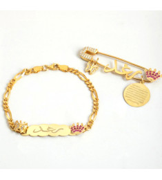 بروش واسوارة فضة خالص بالكريستال  #729