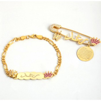 بروش واسوارة فضة خالص بالكريستال  #729