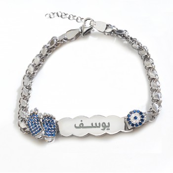 اسوارة يد ورجل فضة خالص بالكريستال #920