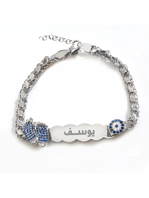 اسوارة يد ورجل فضة خالص بالكريستال #920