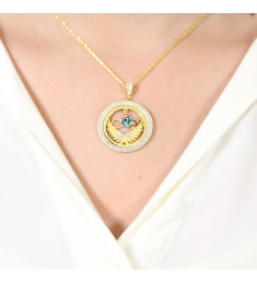 سلسال فضة خالص بحرفين مرصع بالكريستال #423