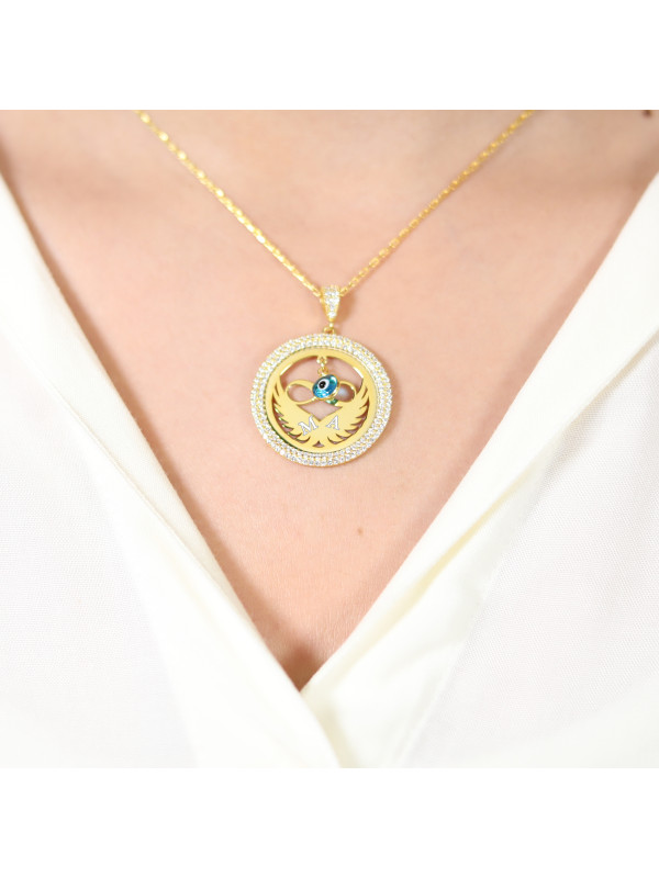 سلسال فضة خالص بحرفين مرصع بالكريستال #423