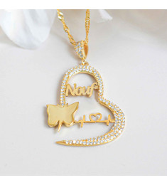 سلسال ذكرى الزواج بإسمين وتاريخ فضة عيار 925 مرصع كريستال #239