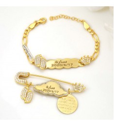 بروش واسوارة فضة خالص بالكريستال  #1154