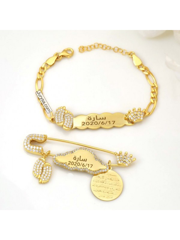 بروش واسوارة فضة خالص بالكريستال  #1154