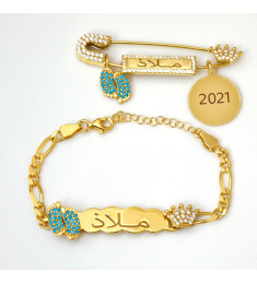 بروش واسوارة فضة خالص بالكريستال  #1153