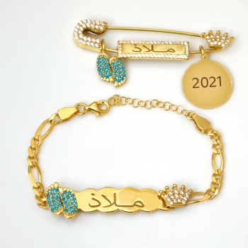 بروش واسوارة فضة خالص بالكريستال  #1153 