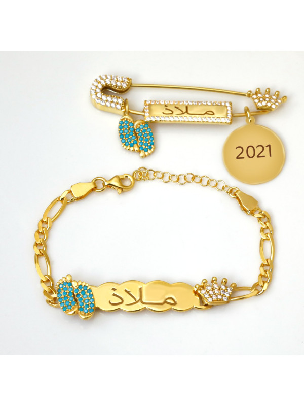 بروش واسوارة فضة خالص بالكريستال  #1153