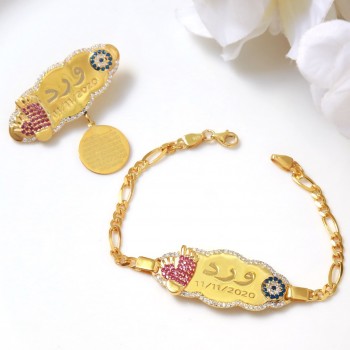 بروش واسوارة فضة خالص بالكريستال  #984