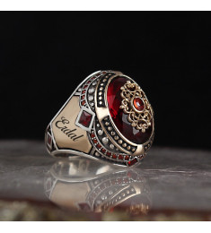 خاتم  زركون فضة خالص بإسم  #324