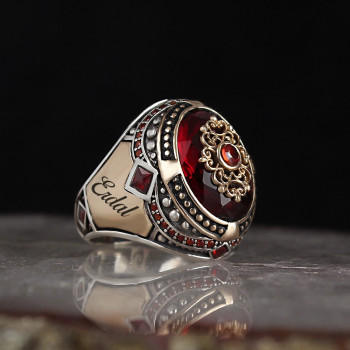 خاتم  زركون فضة خالص بإسم  #324