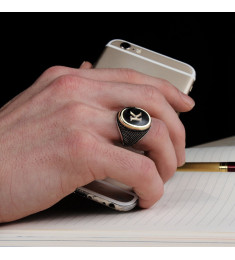  خاتم أونيكس فضة خالص بحرف واسم #381