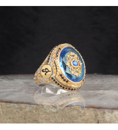 خاتم  زركون فضة خالص بحرف #435