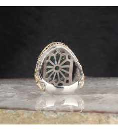 خاتم  زركون فضة خالص بحرف #435
