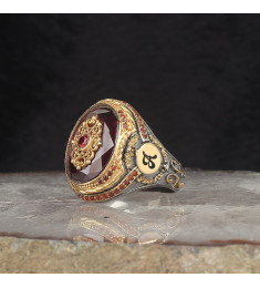 خاتم  زركون فضة خالص بحرف #434