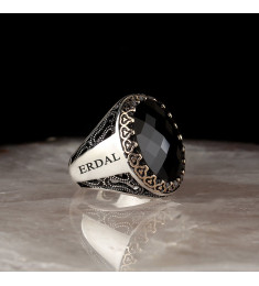  خاتم زركون فضة خالص بإسم #510